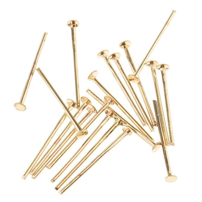 200pcs 19mm Head Pins 1mm Head Jewellery Findings Craft Gold Gold