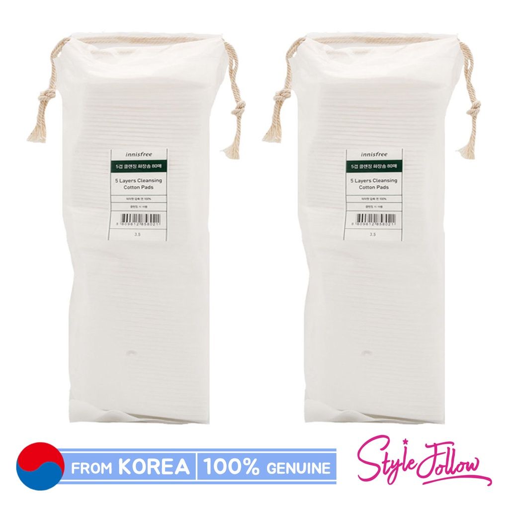 INNISFREE 5 Layers Cleansing Cotton Pads (2 Pack / 160 Pads)
