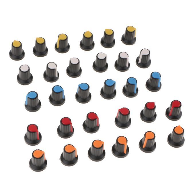30pcs Plastic Knobs Hats For 6mm Shaft Potentiometers 5-Color WH148