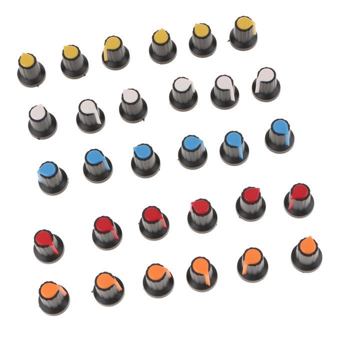 30pcs Plastic Knobs Hats For 6mm Shaft Potentiometers 5-Color WH148