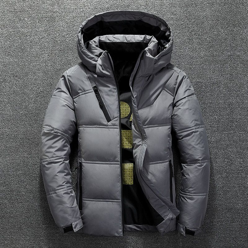 Winter Warm Men Jacket Coat Casual Autumn Stand Collar Puffer Thick Hat  Duck
