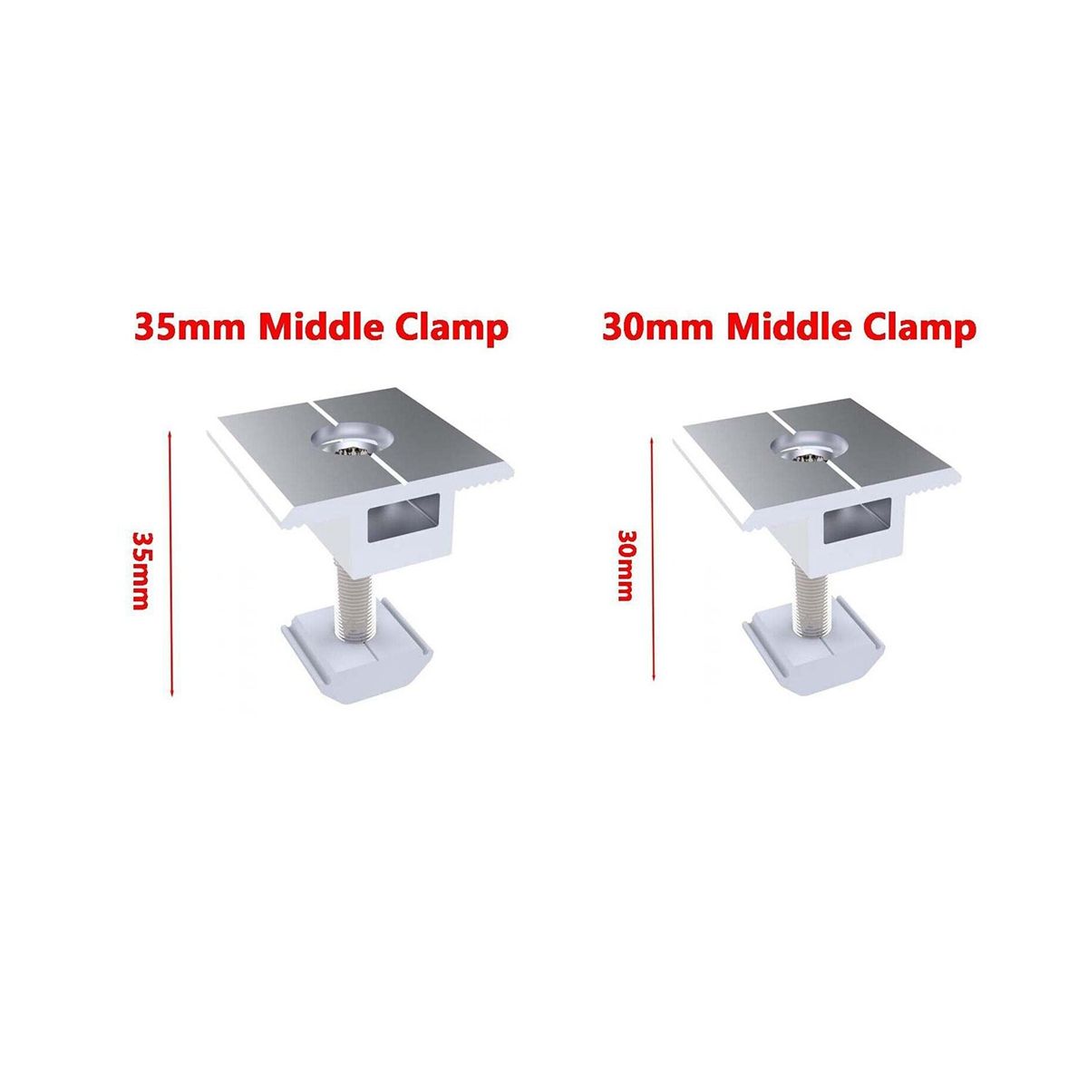 Solar Panel Bracket Centre Clamp Kit 6 Pieces Aluminium Alloy Photovoltaic Solar Panel Centre 30mm