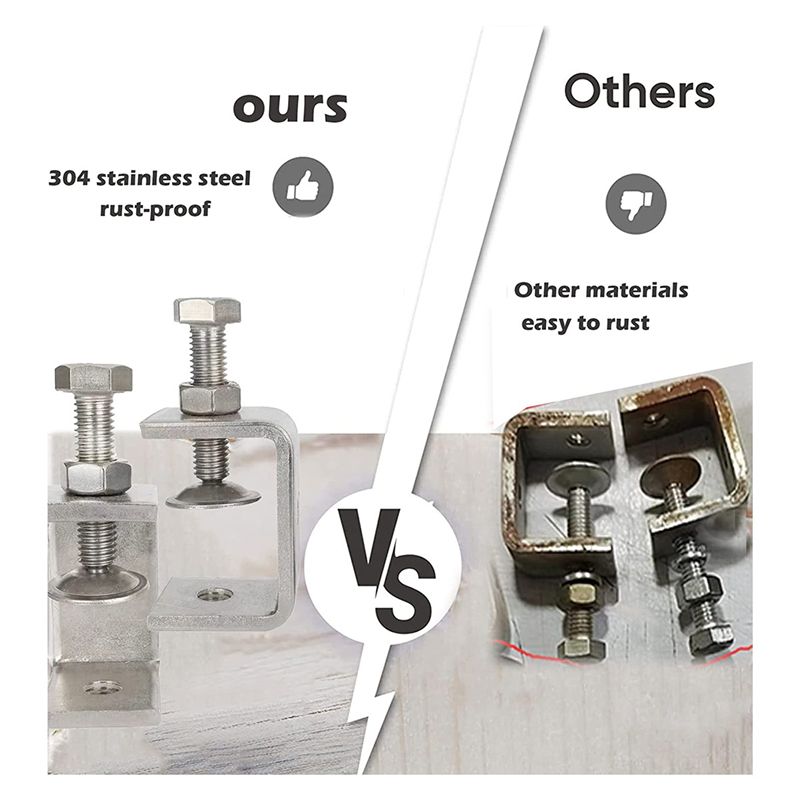 Heavy Duty 304 Stainless Steel  Small Metal with Screws Wide Open 65mm 4 Pieces