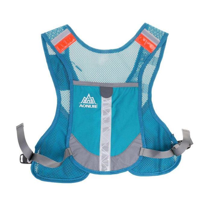Unisex Sports Reflective Hydration Backpack Vest Water Bottle Bag Blue