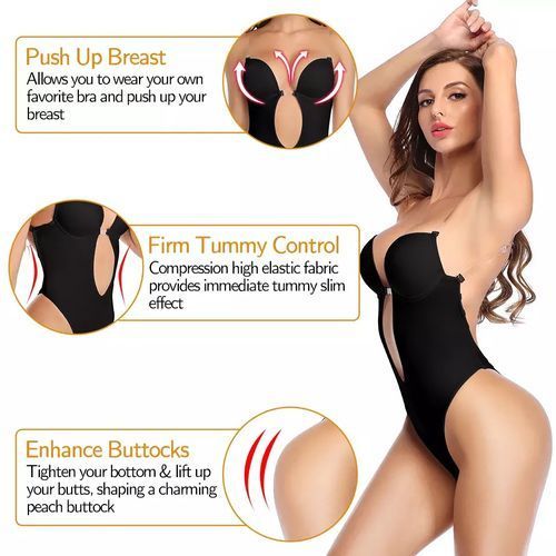 Full Body Shaper Tummy Control Waist Deep V Convertible Bra Backless Invisible Push Up Bodysuit