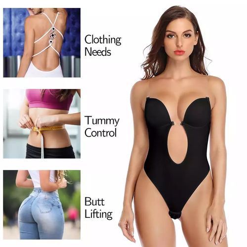 Full Body Shaper Tummy Control Waist Deep V Convertible Bra Backless Invisible Push Up Bodysuit