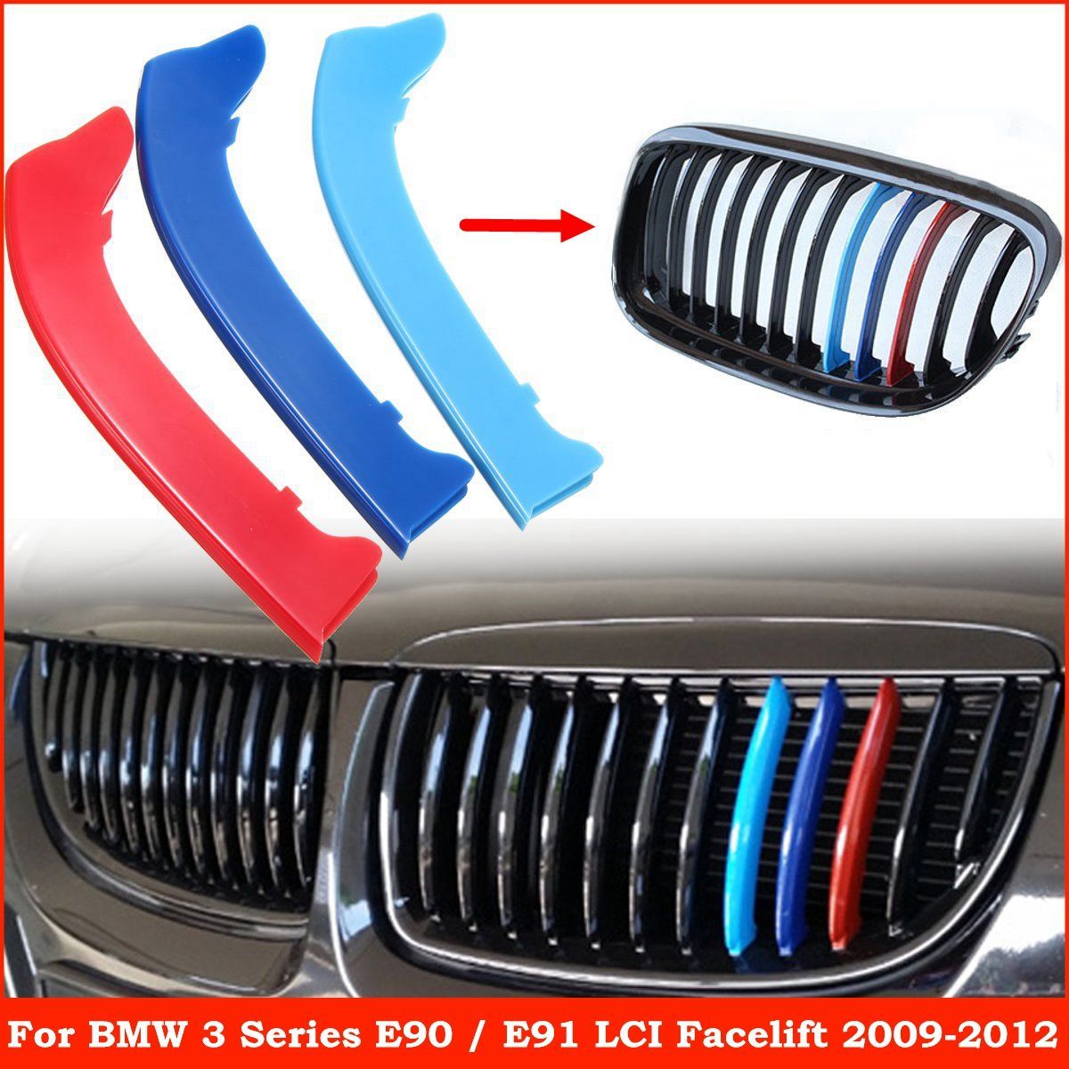 3pcs For BMW 3-Series E90 E91 2009 2010 2011 2012 Car Front
