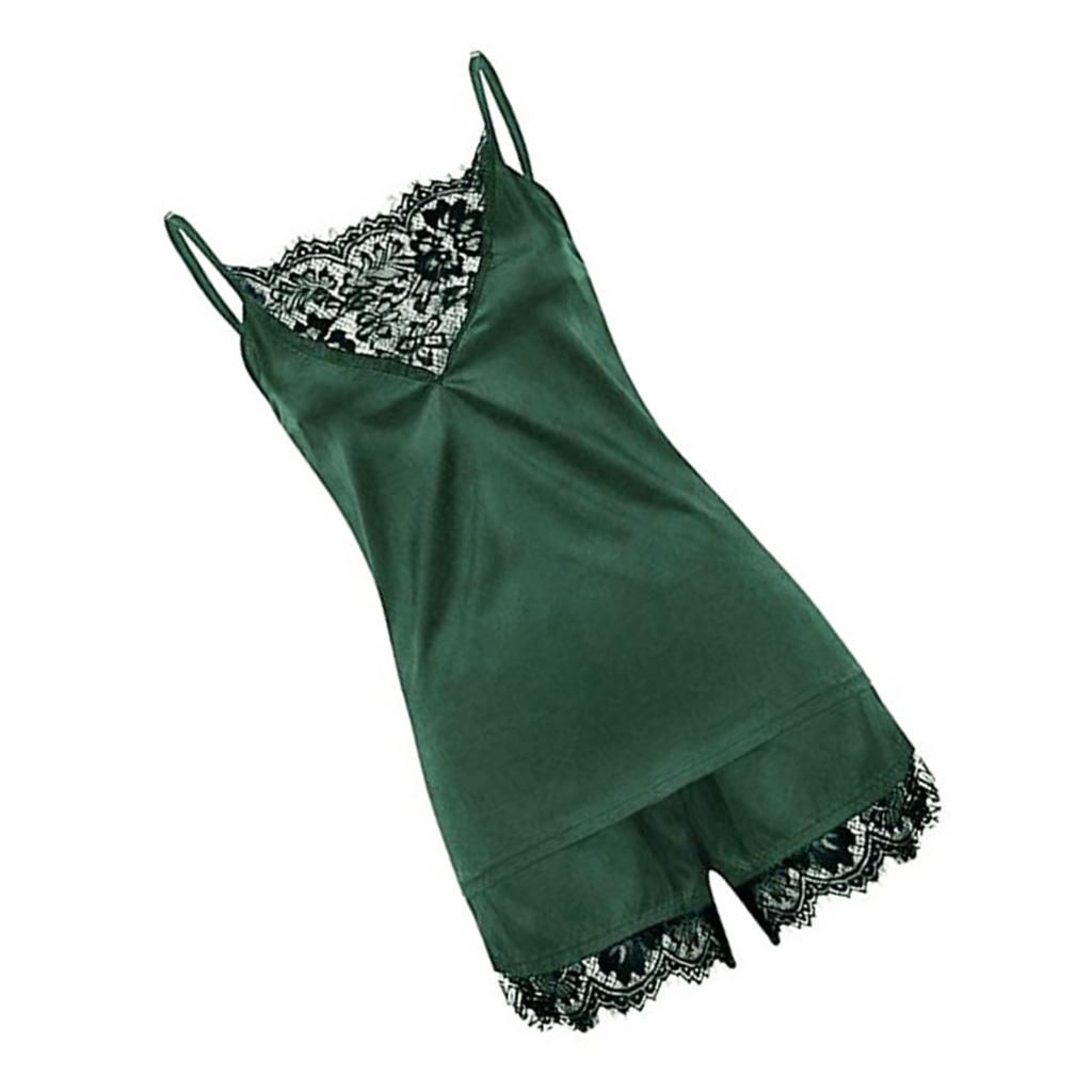 Women Ladies Sexy Lace Sleepwear Cami Top And Shorts Pajama Set M