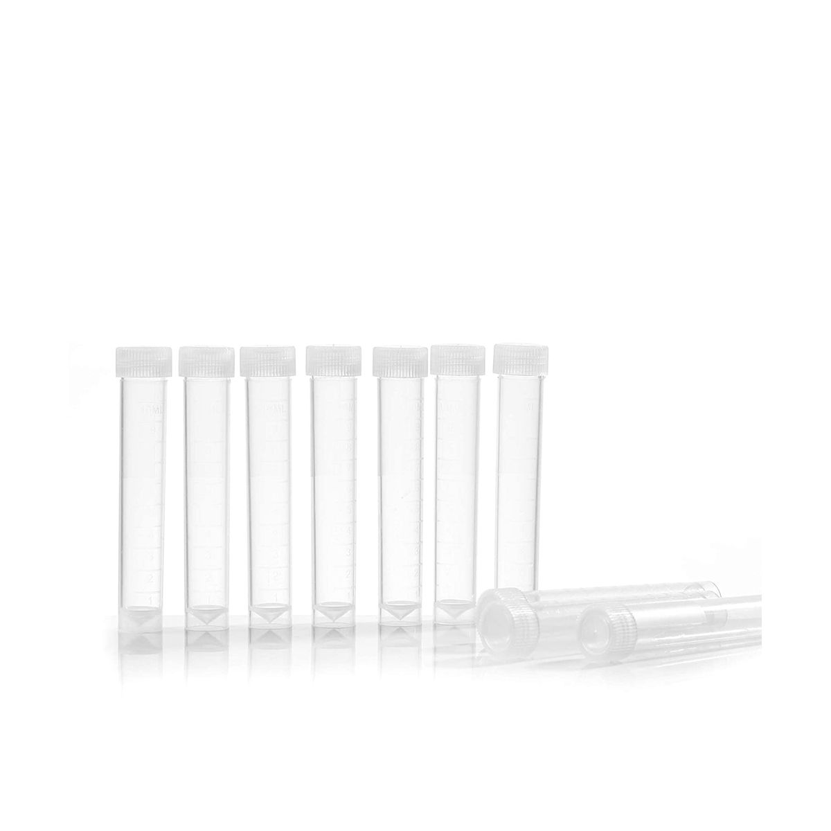 100Pcs 10Ml Lab Plastic Freeze Test Tubes Vial Seal Cap Container for Laboratory School Educational