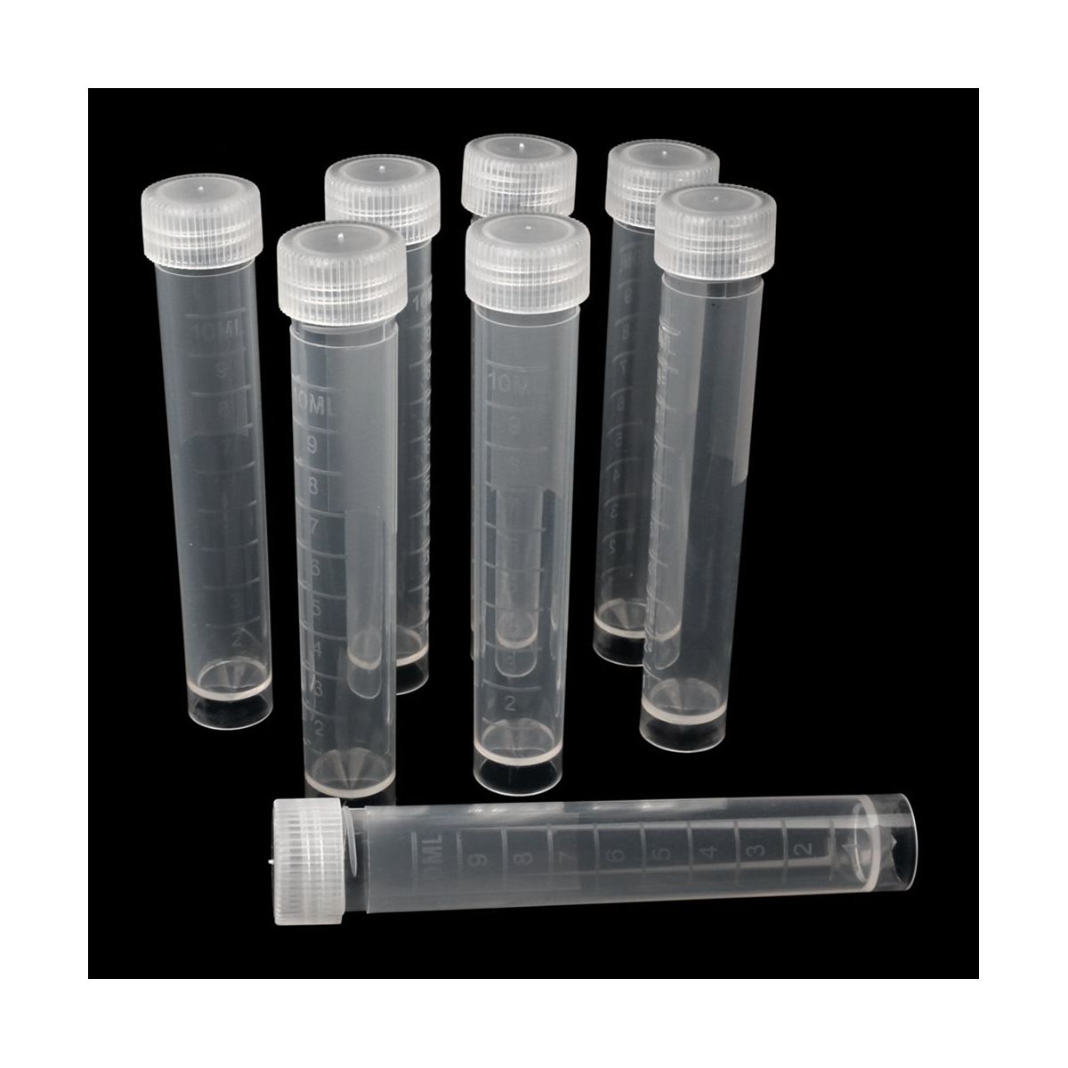 100Pcs 10Ml Lab Plastic Freeze Test Tubes Vial Seal Cap Container for Laboratory School Educational