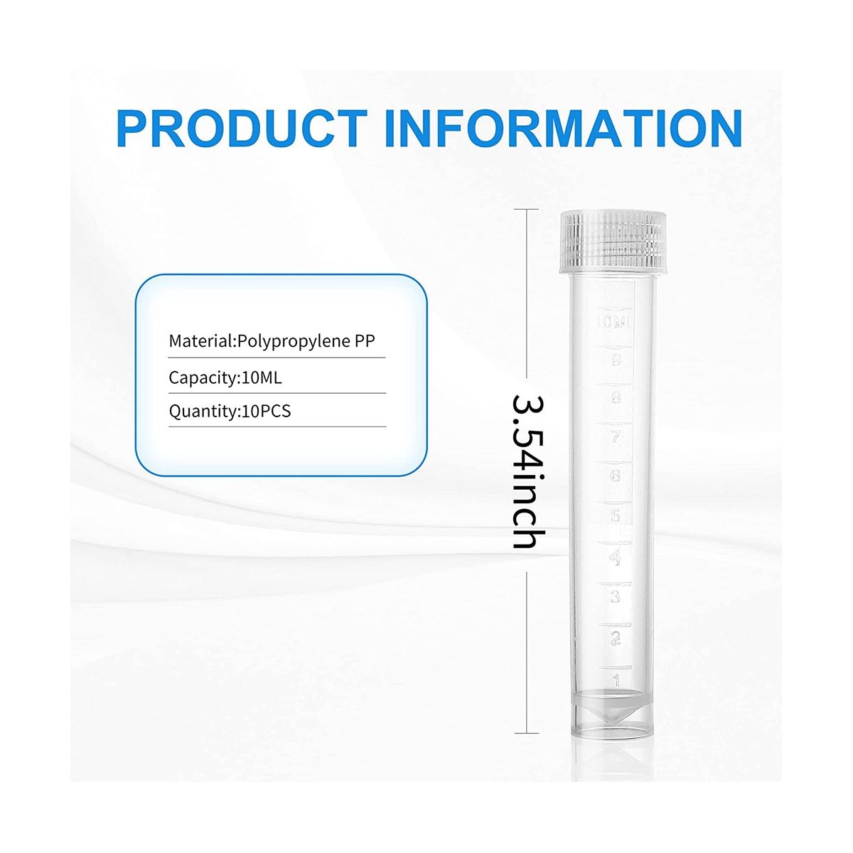 100Pcs 10Ml Lab Plastic Freeze Test Tubes Vial Seal Cap Container for Laboratory School Educational