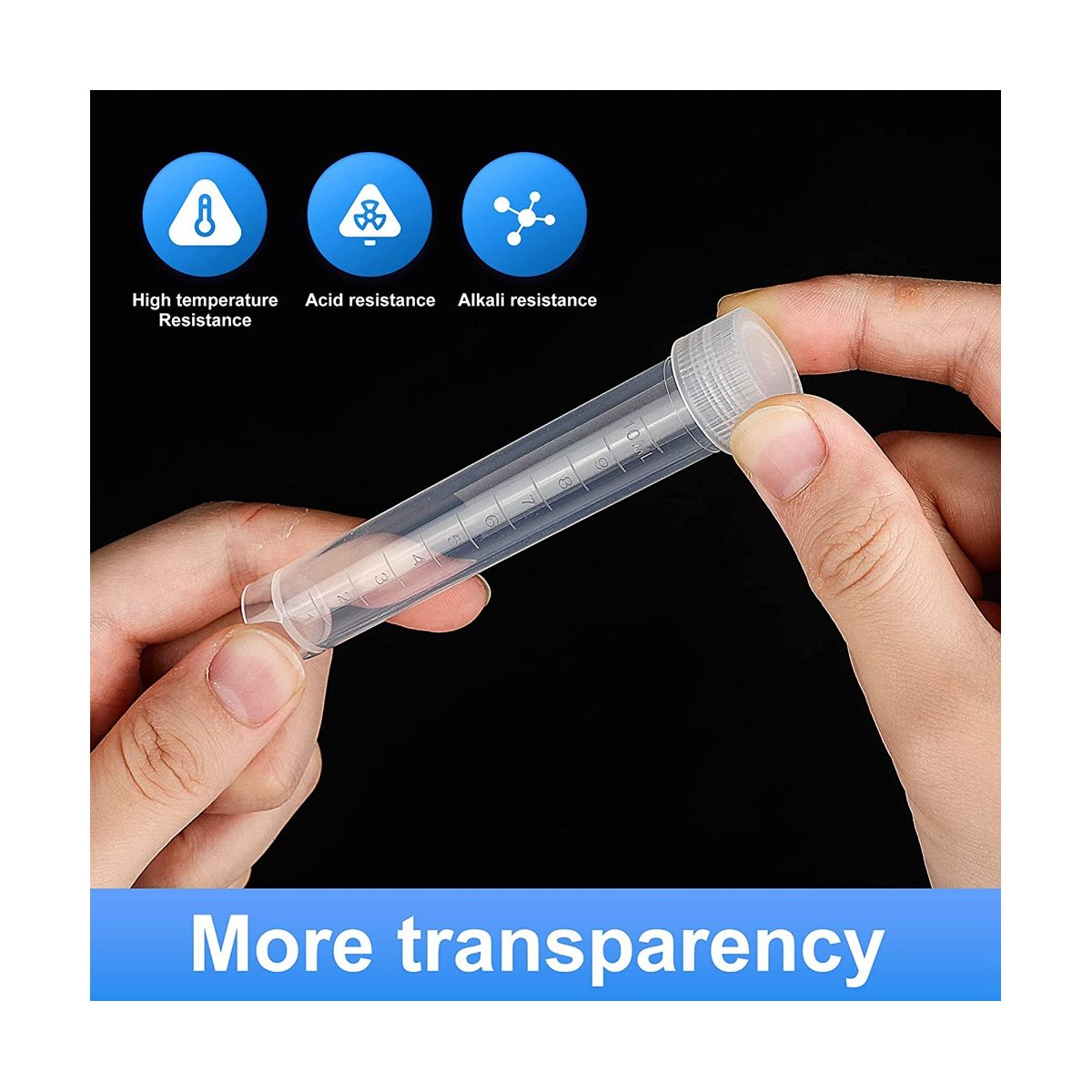 100Pcs 10Ml Lab Plastic Freeze Test Tubes Vial Seal Cap Container for Laboratory School Educational
