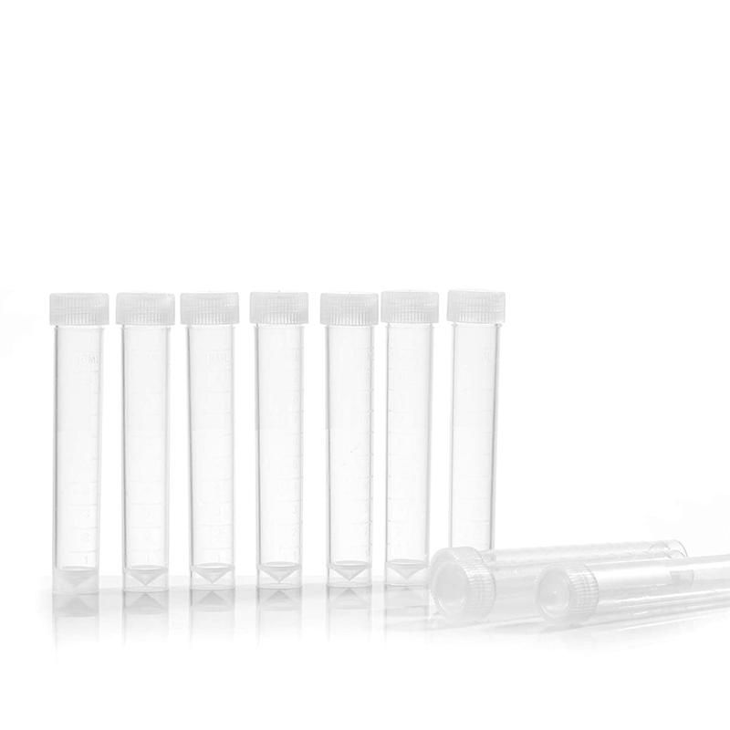 100Pcs 10Ml Lab Plastic Freeze Test Tubes Vial Seal Cap Container for Laboratory School Educational