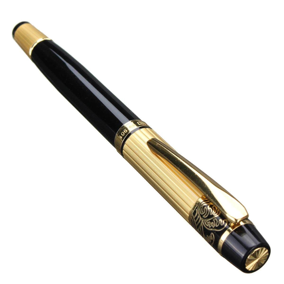 New HERO 901 Medium Nib Fountain Pen Luxury Black & Gold Stainless