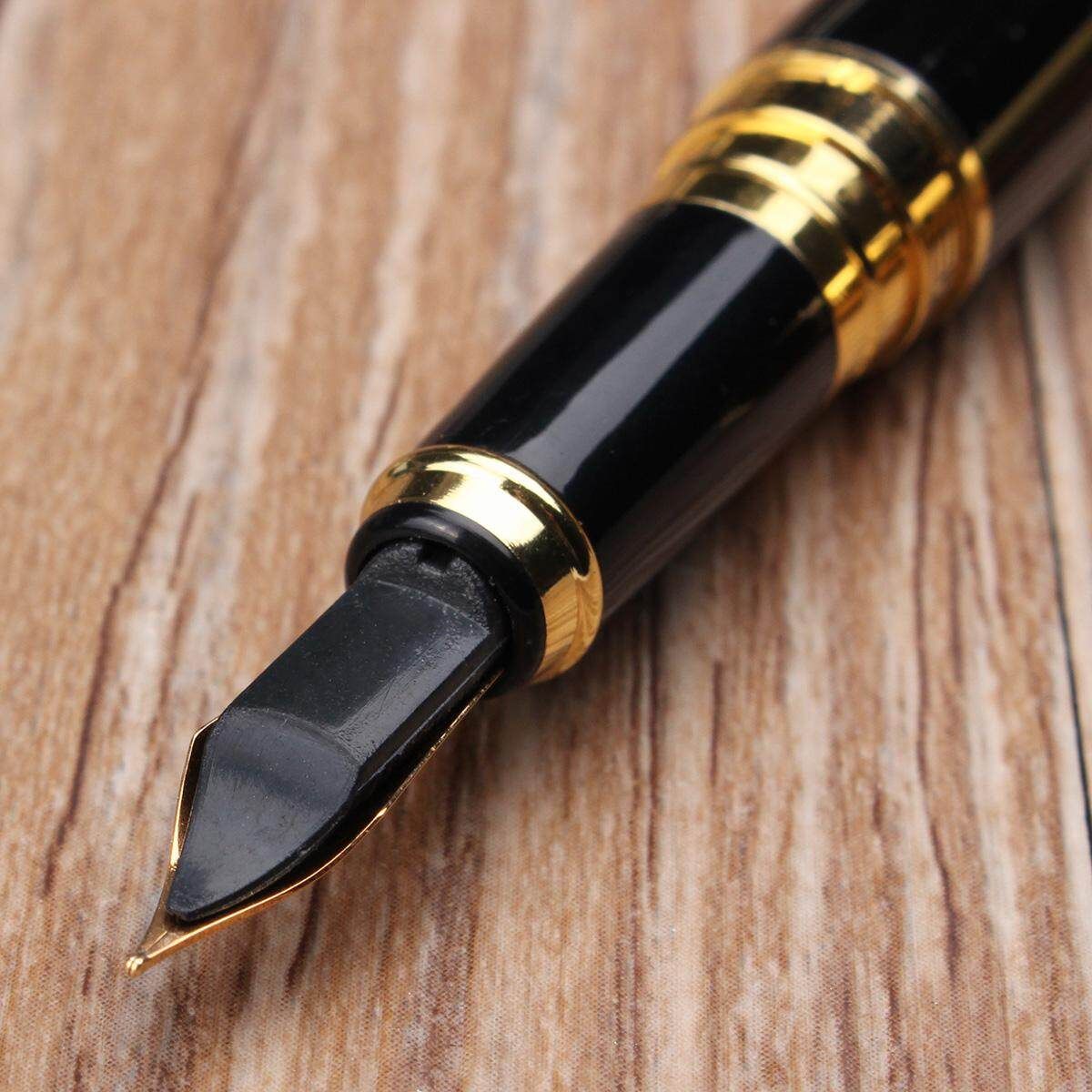 New HERO 901 Medium Nib Fountain Pen Luxury Black & Gold Stainless