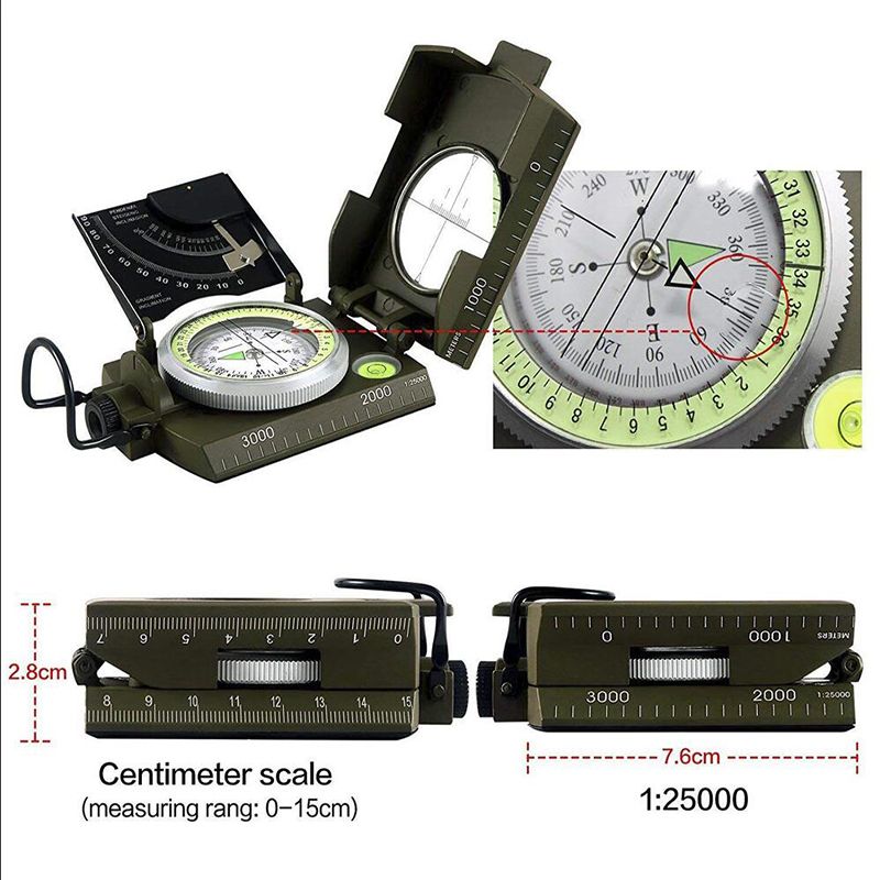 Joshock Mulitifunctional Compass Army Metal Prismatic High