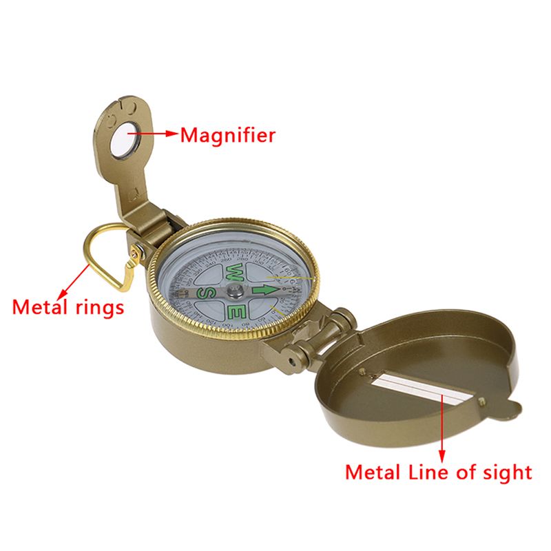 Camping Compass Prismatic Sighting Military Authentic Metal