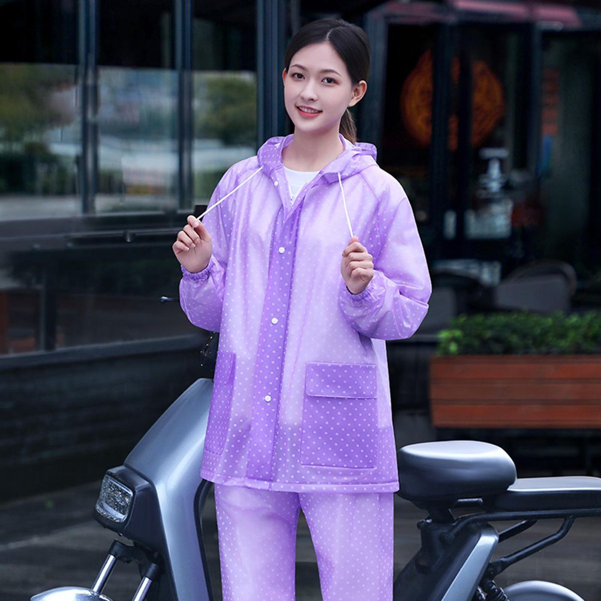 1 Set Rain Coat Removable Face Shield Rain Coat Purple