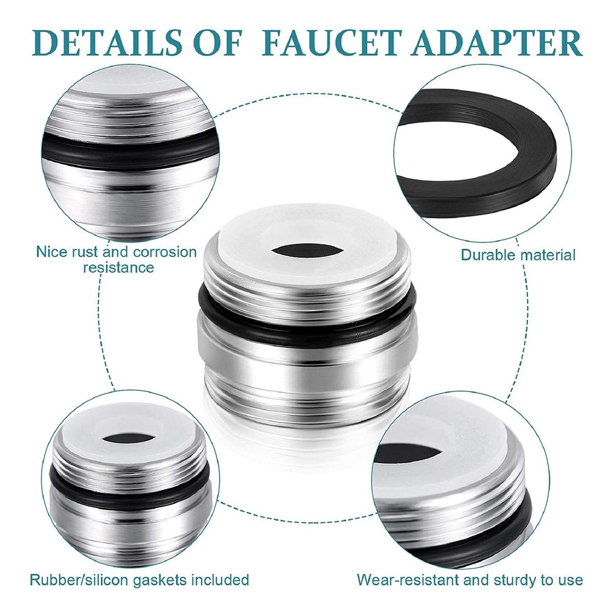 7Pcs Multiple Size Tap Hose Adapters Solid Brass Fit Removable Sink Aerators