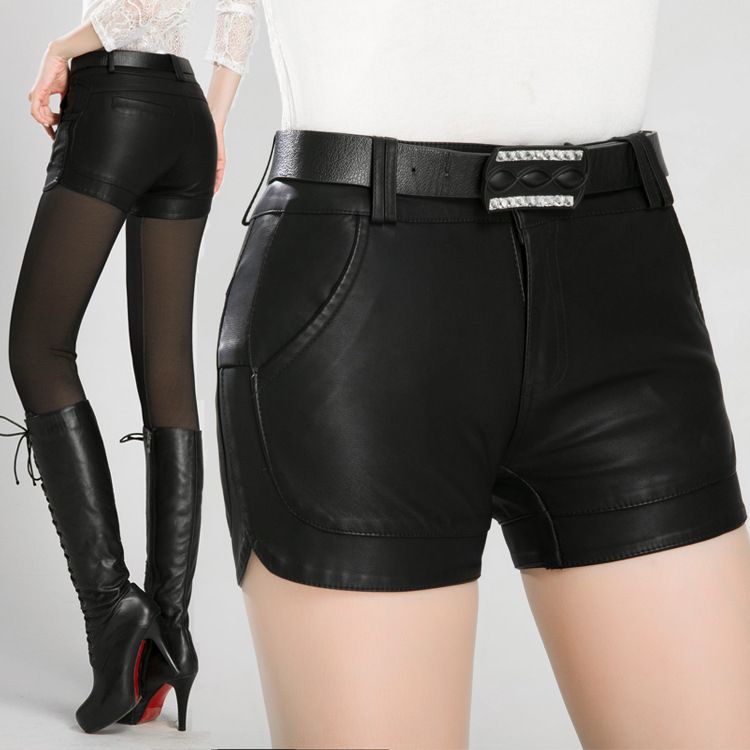 2017 New Arrival Women's Spring Fashion Pu Leather Shorts
