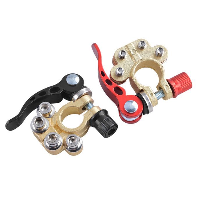 Pair Brass Car Top Post Battery Terminals Connector Clamp Quick