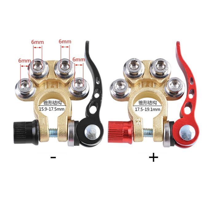Pair Brass Car Top Post Battery Terminals Connector Clamp Quick