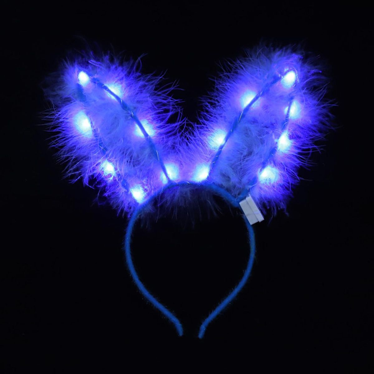 Glowing Headgear Feather Rabbit Ear Glowing Bunny Headband Blue