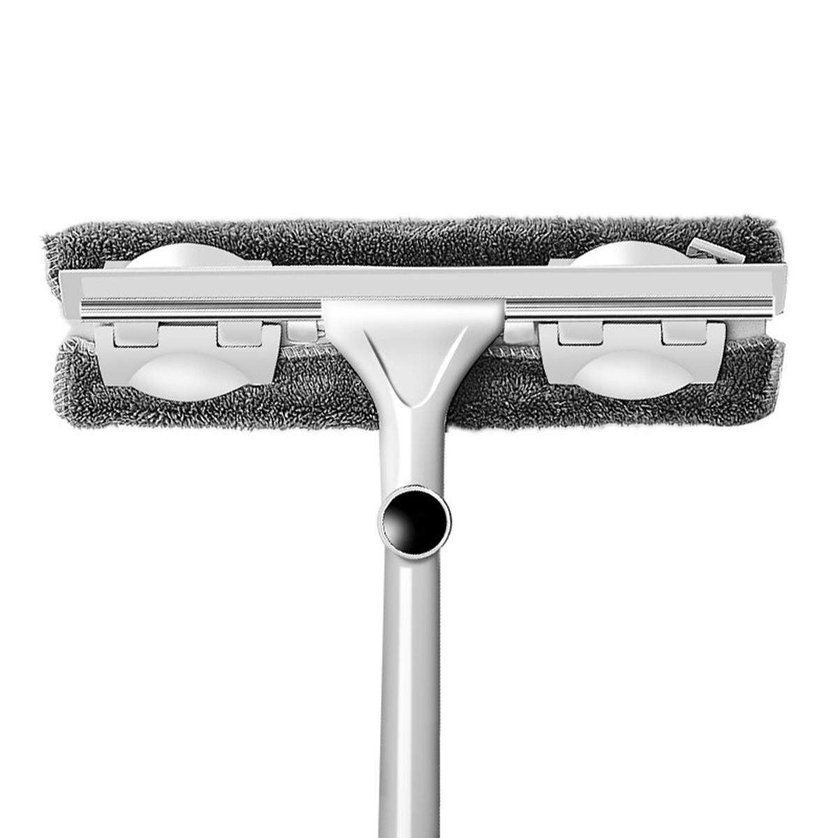 Long Handle Cleaning Brush Window Cleaner Glass Rubber Wiper Squeegee Telescopic Rod Rotating Head With Cleaning Cloth White