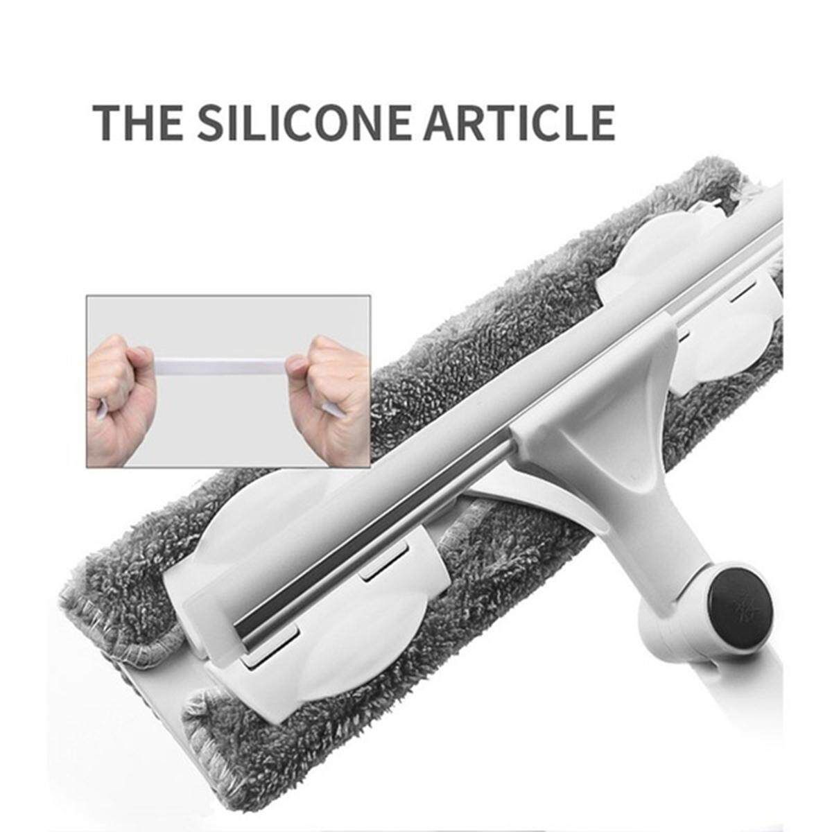 Long Handle Cleaning Brush Window Cleaner Glass Rubber Wiper Squeegee Telescopic Rod Rotating Head With Cleaning Cloth White
