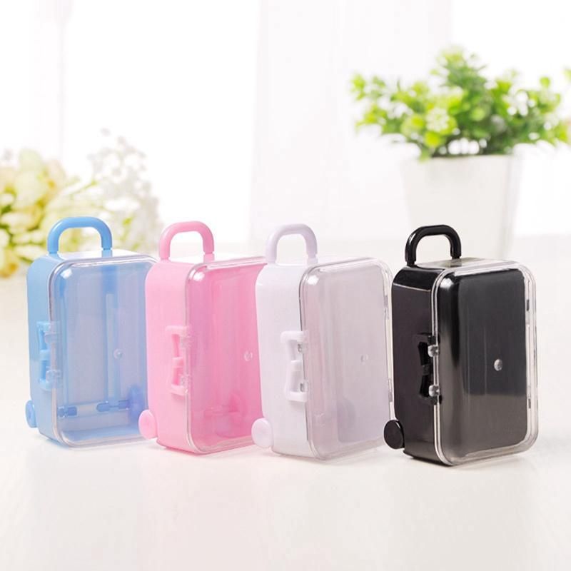 Pink mini roller travel suitcase candy box personality wedding candy box luggage trolley case candy toy small storage box