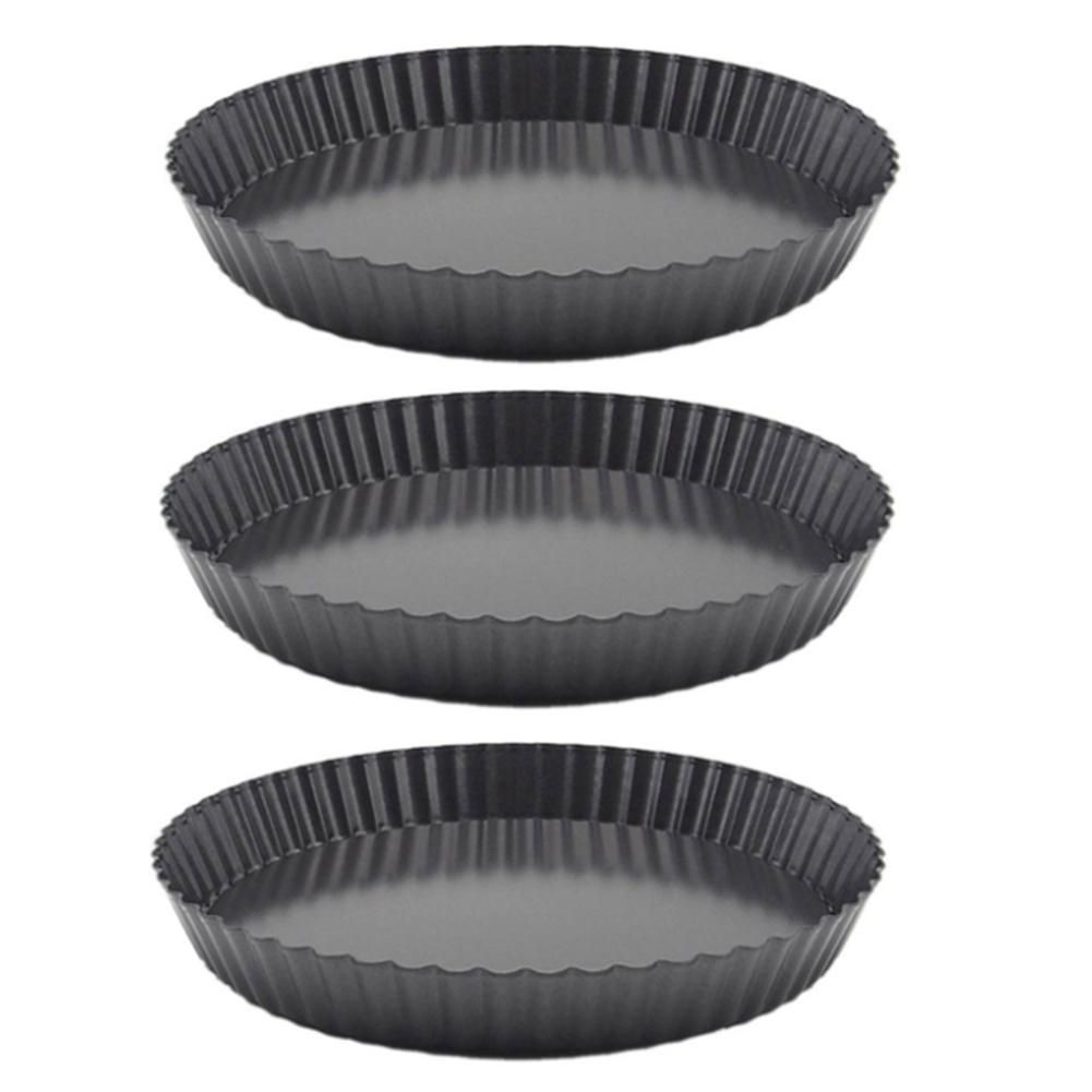 3PCS Removable Loose Bottom Quiche Tart Pan with Removable