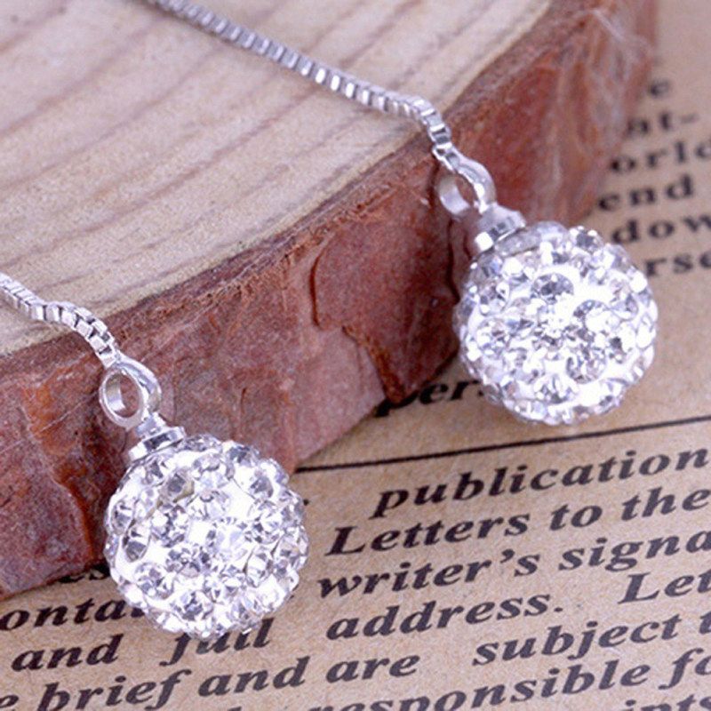Luxury Full Rhinestone Inlaid Tassel Round Ball Long Dangle-