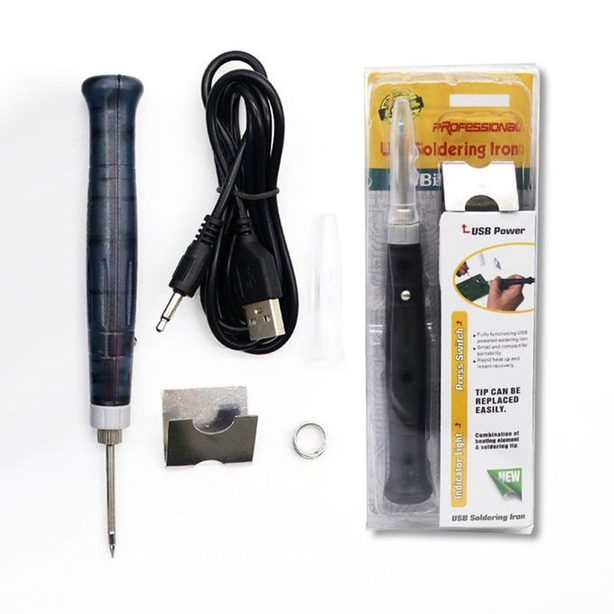 Mini Portable USB 5V 8W Electric Powered Soldering Iron Pen/Tip Touch Switch Black