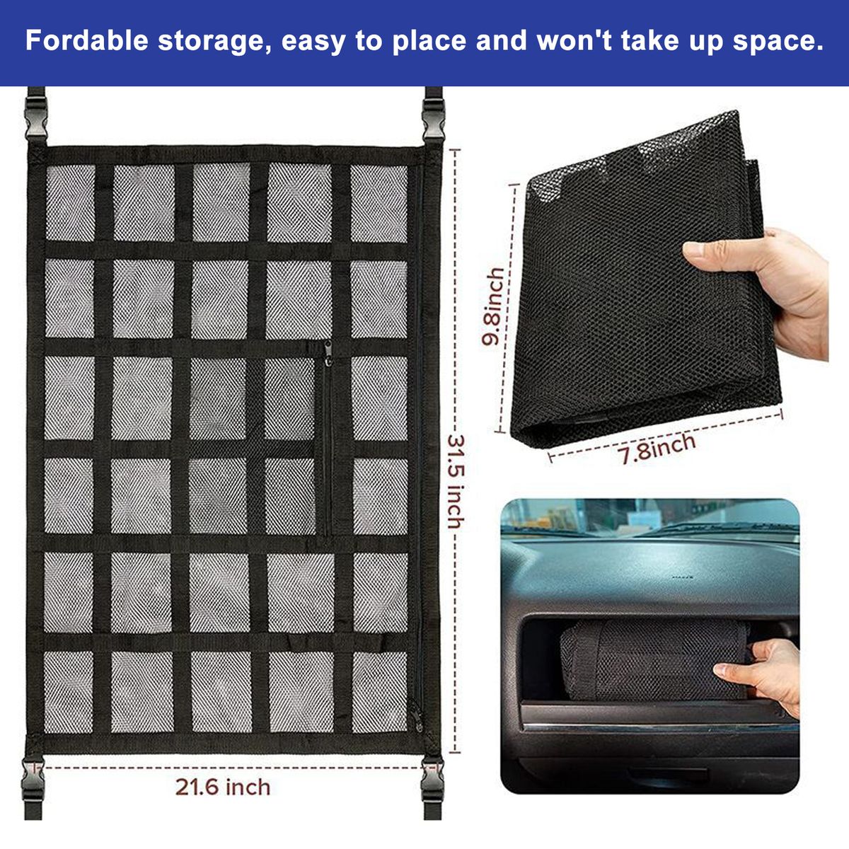 Upgrade Car Ceiling Cargo Net Pocket Strengthen