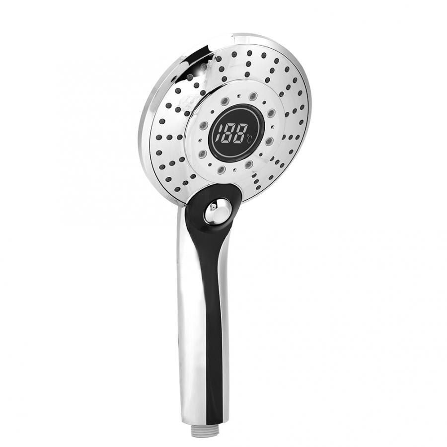 Digital Display Handheld Shower Head With 3-color Temperature Control LED Light 3 Spraying Mode Bathroom Access