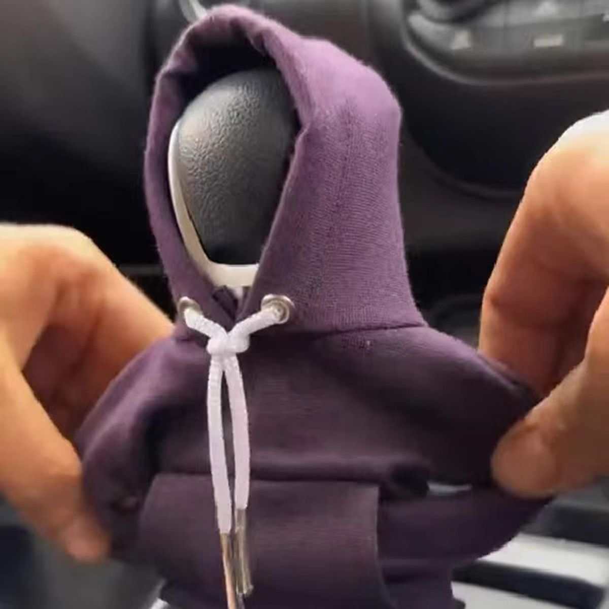 Gear Shift Hoodie Cover Cozyshift Soft Car Gear Shift Cover Purple