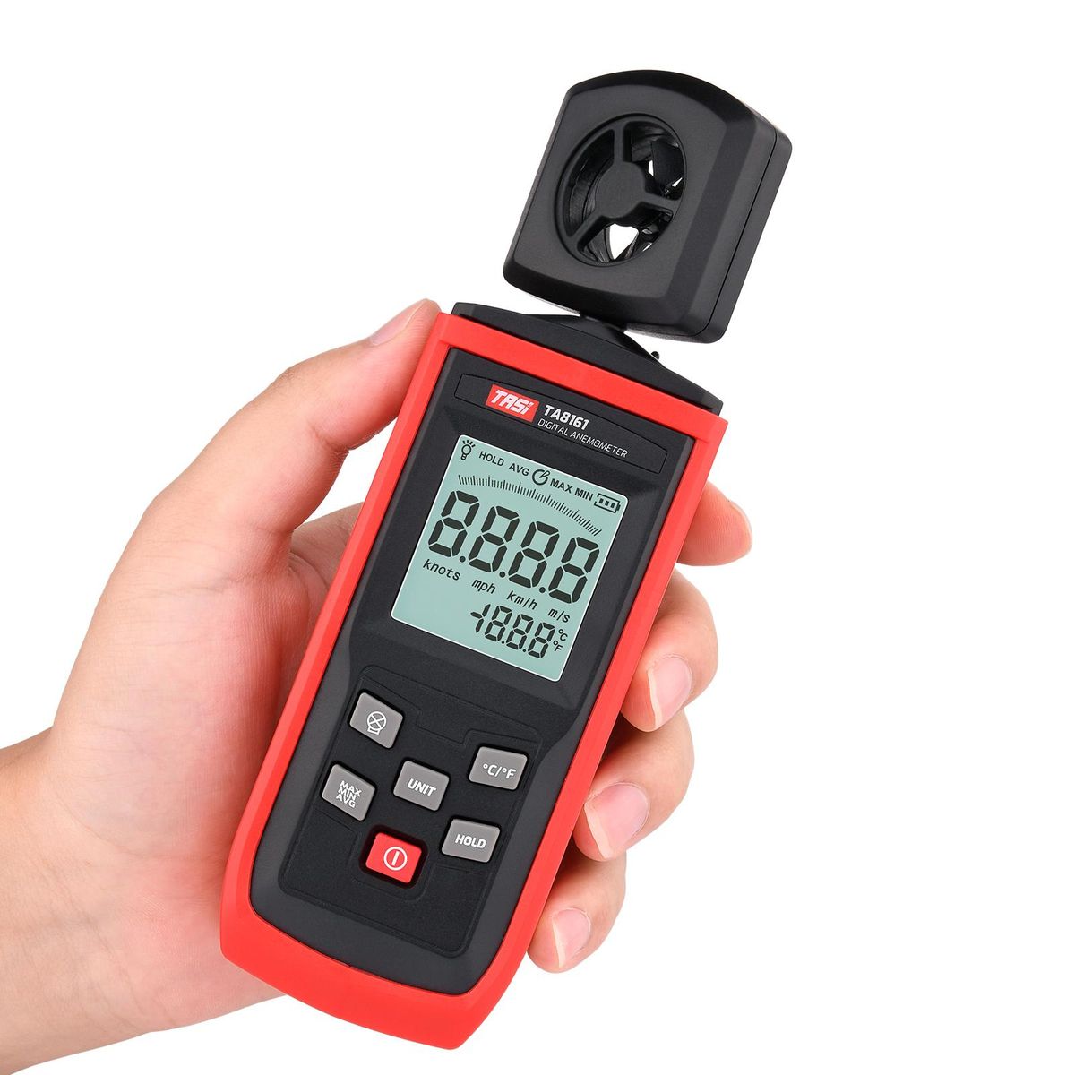 TASI TA8161 Digital Anemometer High Precision Handheld Anemograph Wind Velocity Indicator Air Velocity Air Temperature Measurement