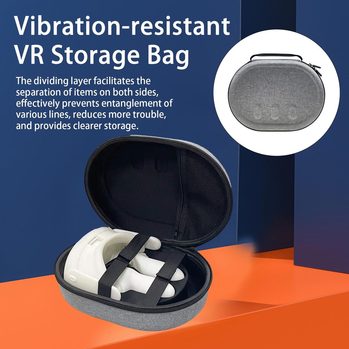Shockproof Vr Case Waterproof Vr Carrying Case for Oculus Quest 3 Grey
