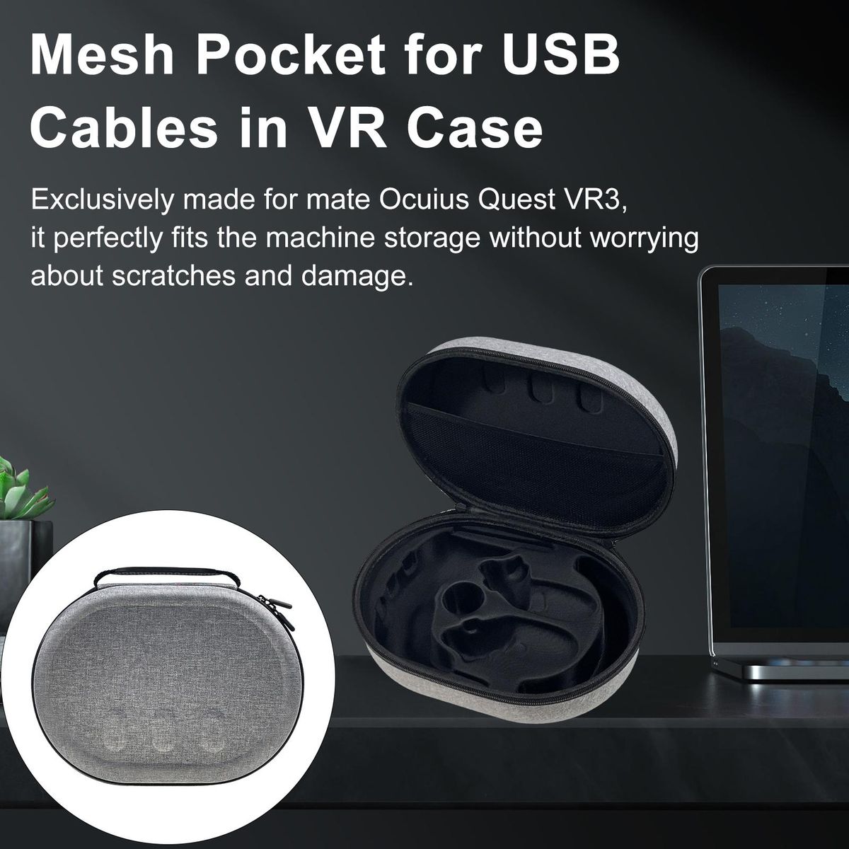 Shockproof Vr Case Waterproof Vr Carrying Case for Oculus Quest 3 Grey