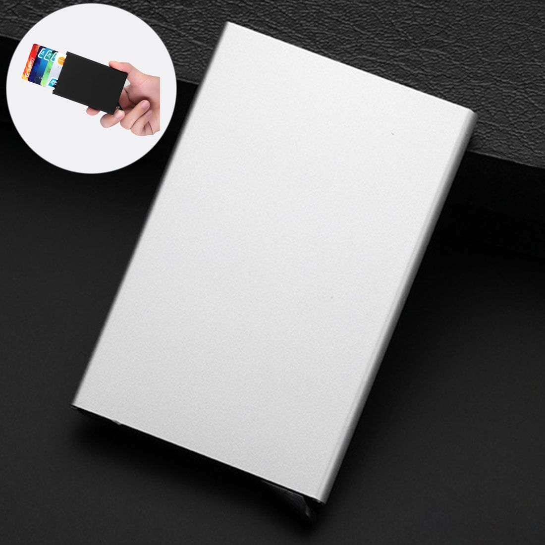 Antimagnetic Stainless Steel PU Business Card Holder Credit Card Case, Size: 9.5*6.5*0.8cm(White)
