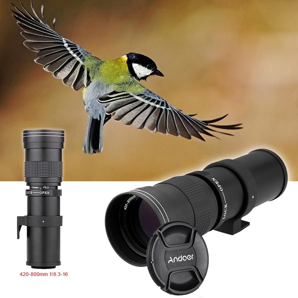 Andoer 420-800mm F/8.3-16 HD Super Telephoto Manual Zoom Lens with T-Mount for Canon Nikon Minolta Sony Pentax Olympus DSLR Camera