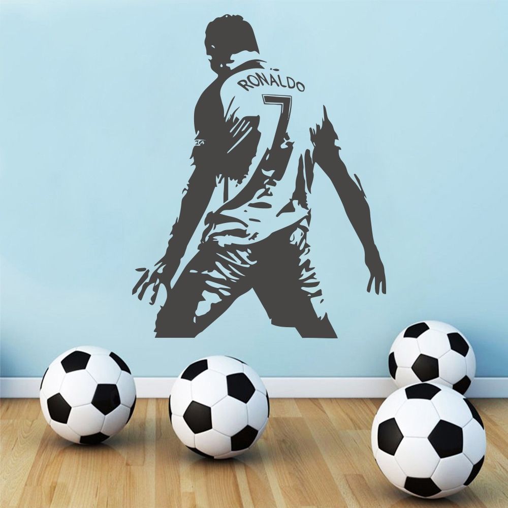 Football Player Action Silhouette Student Dormitory Bedroom Decoration Wall Sticker, Size:Medium 58x74cm