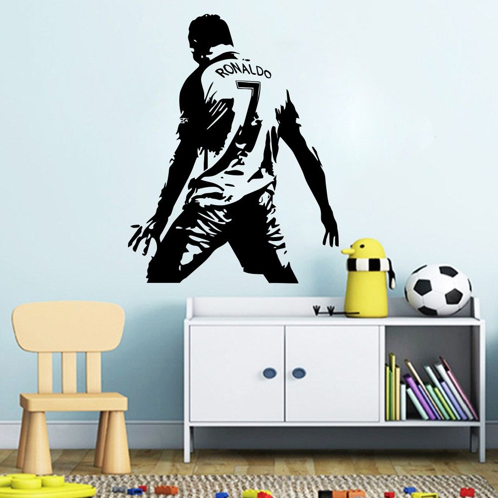 Football Player Action Silhouette Student Dormitory Bedroom Decoration Wall Sticker, Size:Medium 58x74cm
