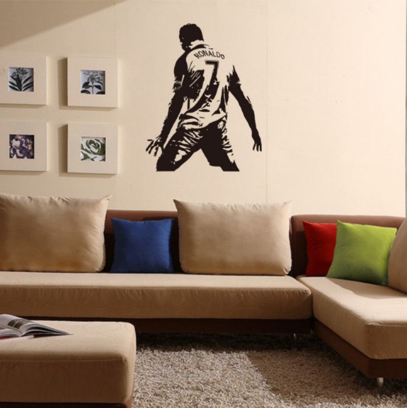 Football Player Action Silhouette Student Dormitory Bedroom Decoration Wall Sticker, Size:Medium 58x74cm