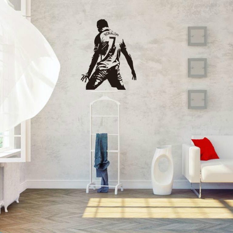 Football Player Action Silhouette Student Dormitory Bedroom Decoration Wall Sticker, Size:Medium 58x74cm