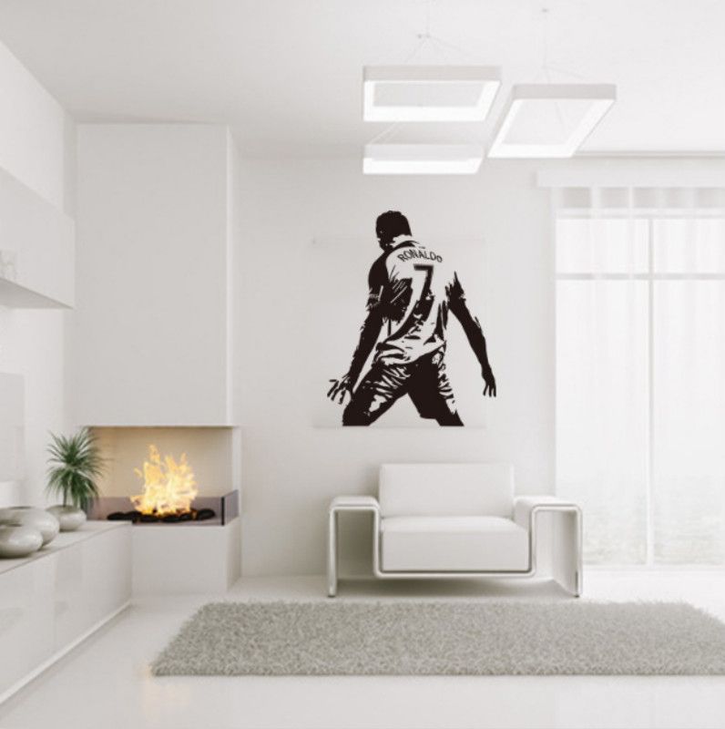 Football Player Action Silhouette Student Dormitory Bedroom Decoration Wall Sticker, Size:Medium 58x74cm