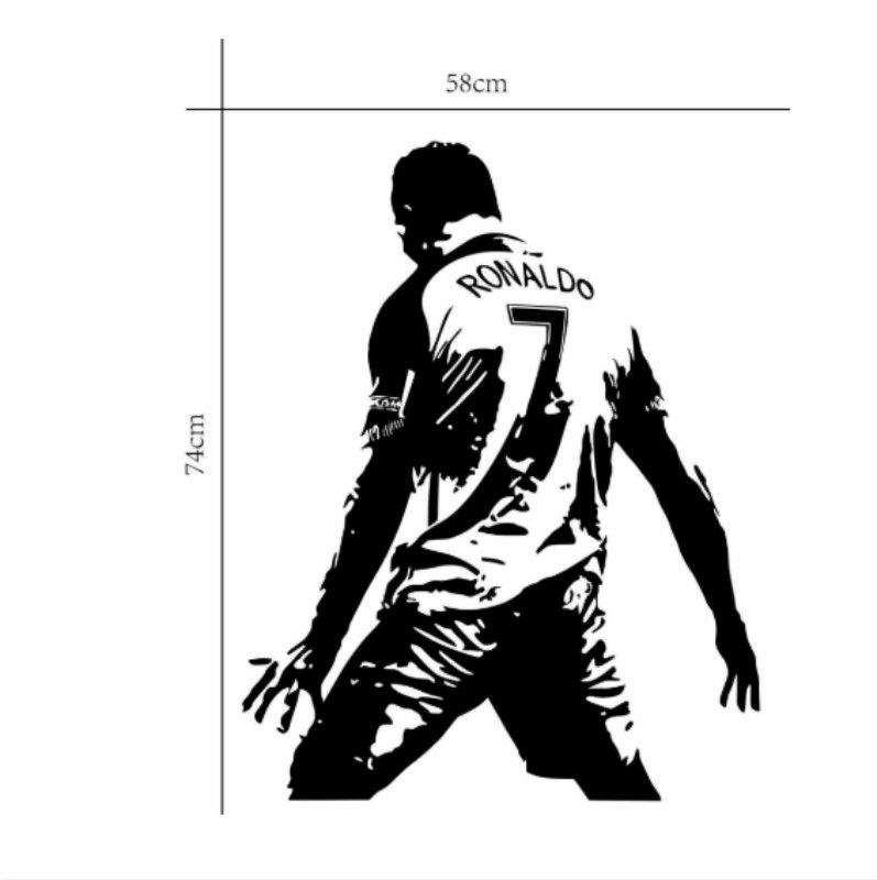 Football Player Action Silhouette Student Dormitory Bedroom Decoration Wall Sticker, Size:Medium 58x74cm
