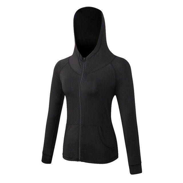 Zipper Long-sleeved Hooded Sports Jacket For Ladies