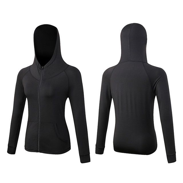 Zipper Long-sleeved Hooded Sports Jacket For Ladies