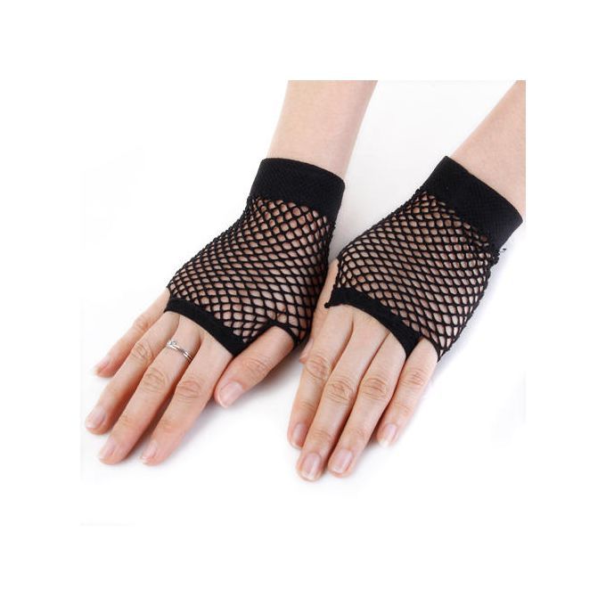 Short Fishnet Mesh Fingerless  Hen Night Fancy Dress Accessary
